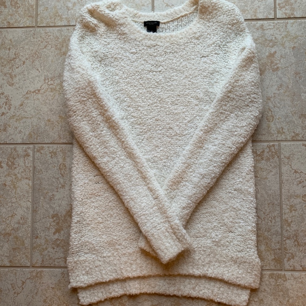 Fuzzy White Ann Taylor Factory Sweater-Small